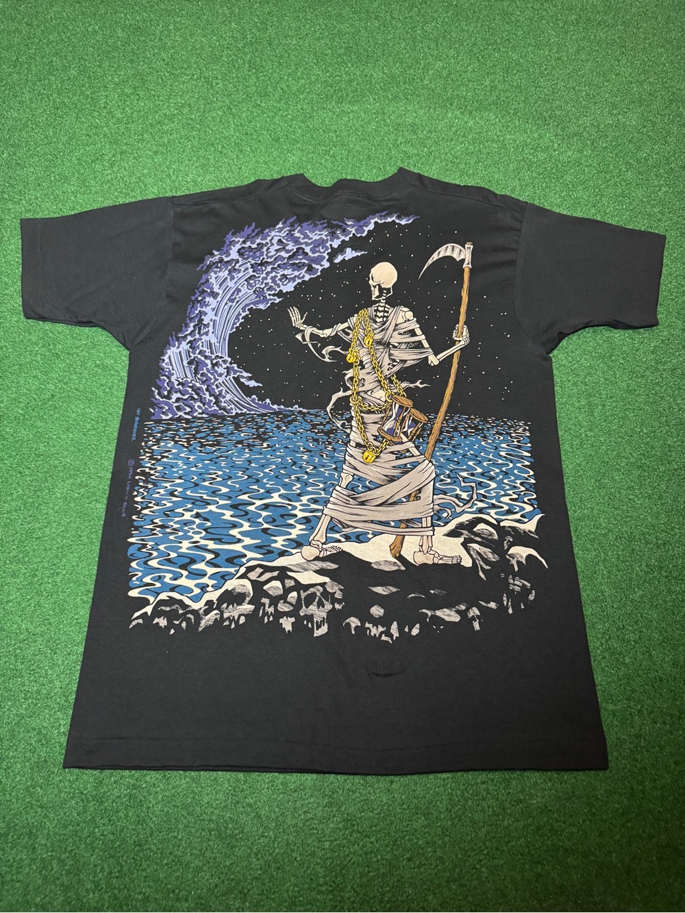 Holy Grail Vintage 90s Liquid Blue Death T-Shirt, Seventh Seal All Over Print Xl View 5